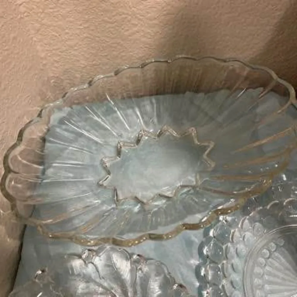 Vintage Clear Pressed Glass & Crystal Serving Ware Lot - 8 Pieces - $55